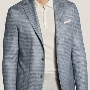 Elegant Light Blue Houndstooth Blazer
